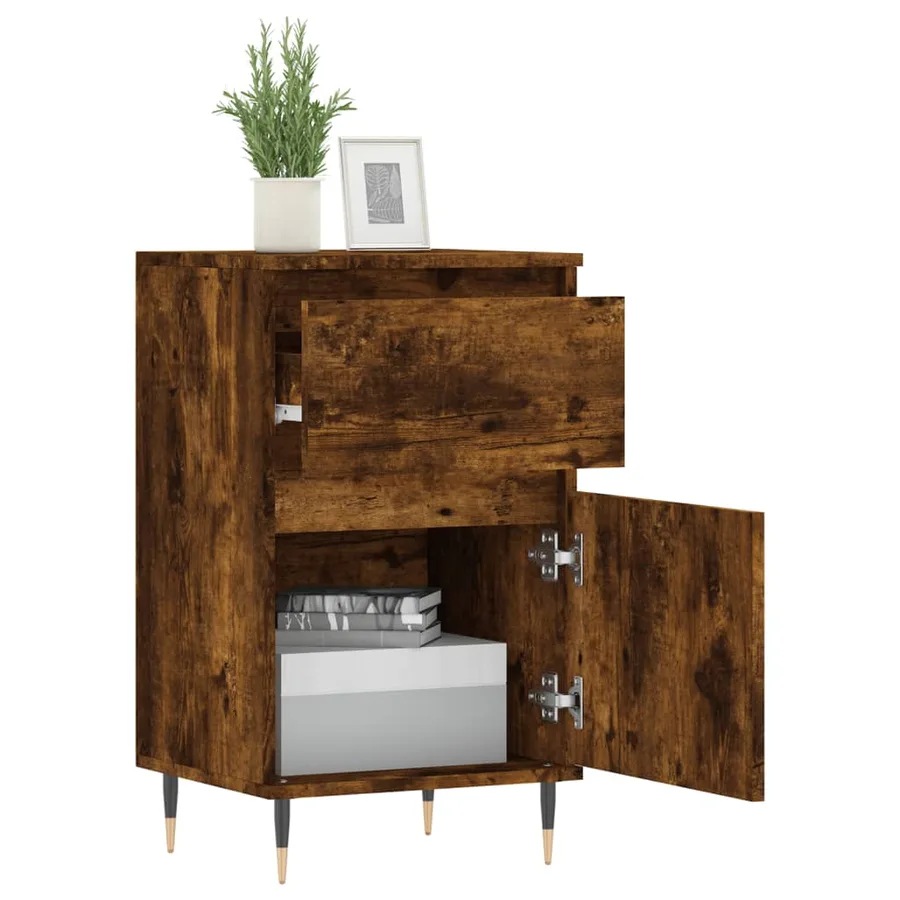 Buffet chêne fumé 40x35x70 cm bois d'ingénierie - 4