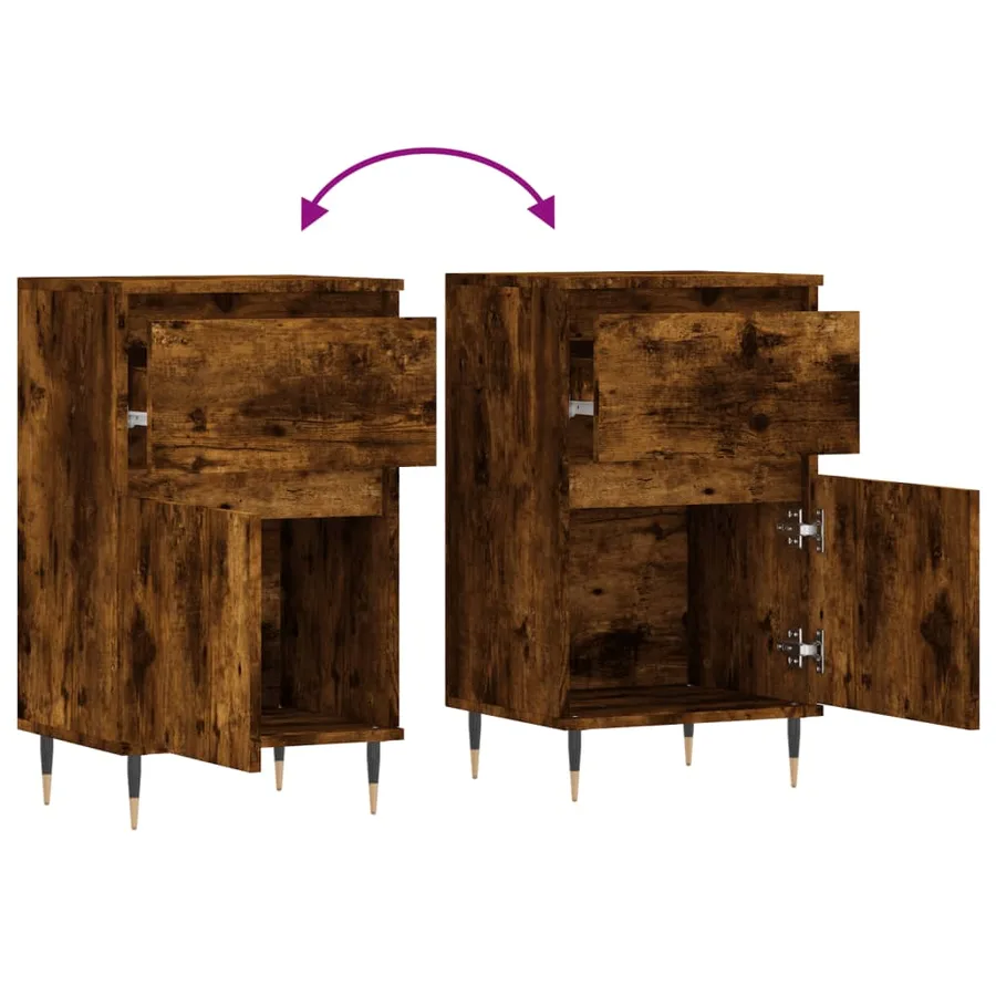 Buffet chêne fumé 40x35x70 cm bois d'ingénierie - 9