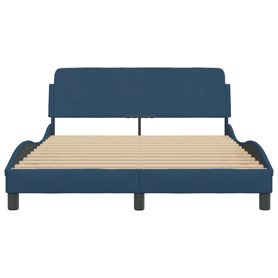 Cadre de lit avec tête de lit Dover bleu 140x190cm tissu - 4