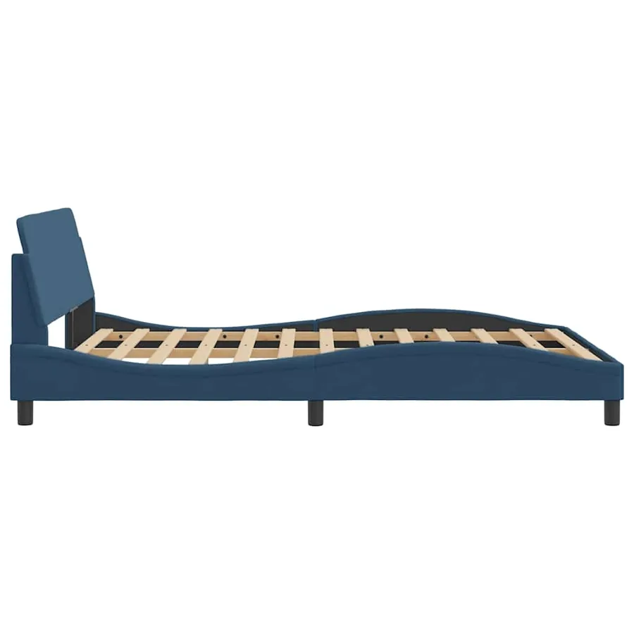 Cadre de lit avec tête de lit Dover bleu 140x190cm tissu - 5
