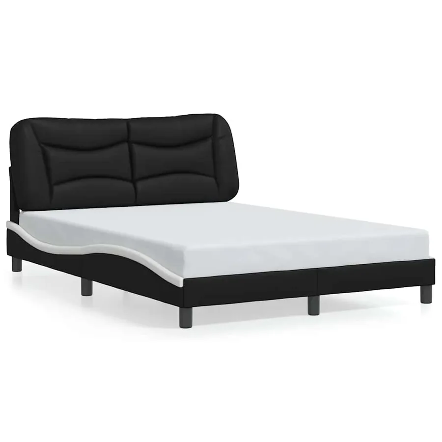 Cadre de lit sans matelas Hvar noir et blanc 140x190 cm similicuir - 2