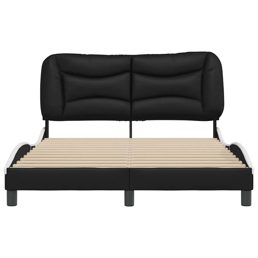 Cadre de lit sans matelas Hvar noir et blanc 140x190 cm similicuir - 4