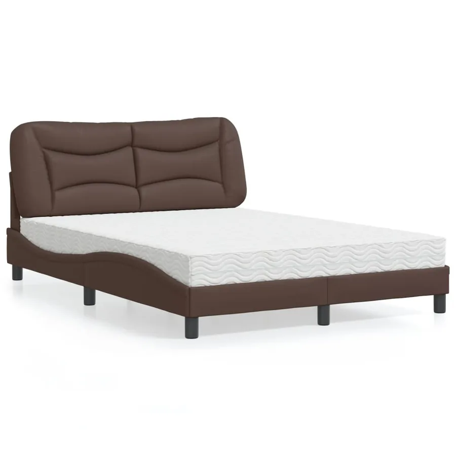 Lit avec matelas Hvar marron 140x190 cm similicuir