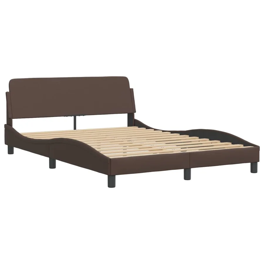 Lit avec matelas Hvar marron 140x190 cm similicuir - 4