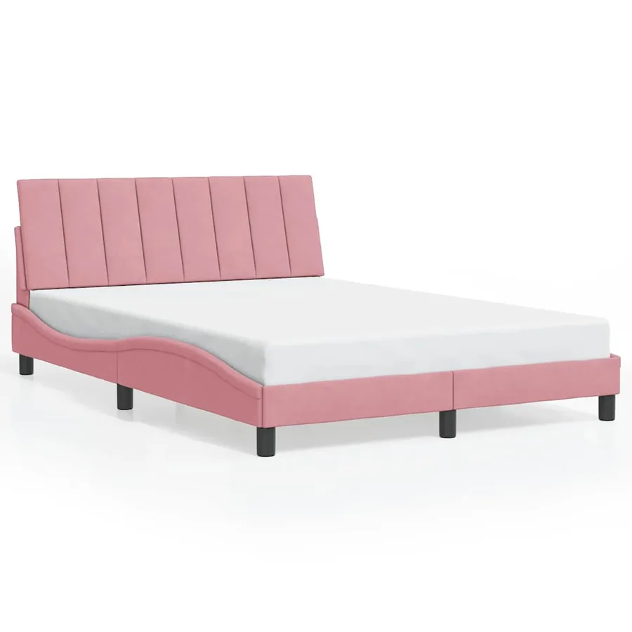 Cadre de lit sans matelas Hanko rose 140x190 cm velours - 2