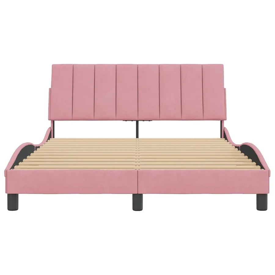 Cadre de lit sans matelas Hanko rose 140x190 cm velours - 5