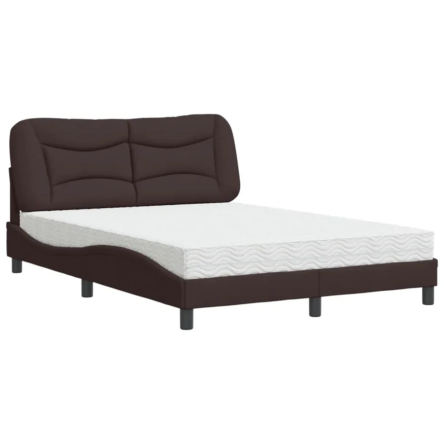 Lit avec matelas Hvar marron foncé 140x190 cm tissu - 2