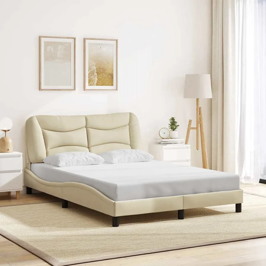 Cadre de lit sans matelas Hvar crème 140x190 cm tissu