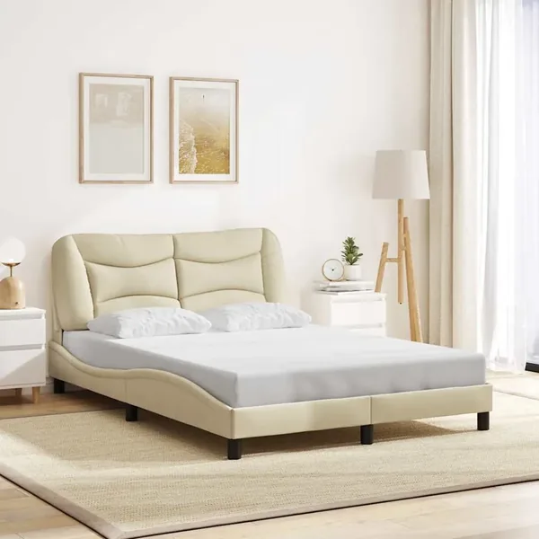 Cadre de lit sans matelas Hvar crème 140x190 cm tissu