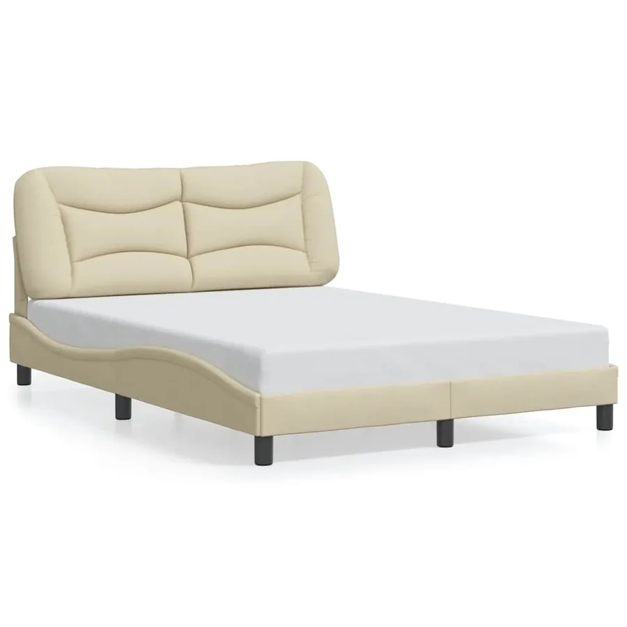 Cadre de lit sans matelas Hvar crème 140x190 cm tissu - 2