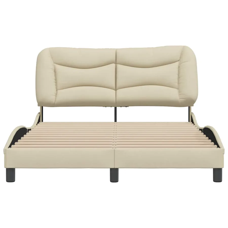 Cadre de lit sans matelas Hvar crème 140x190 cm tissu - 4