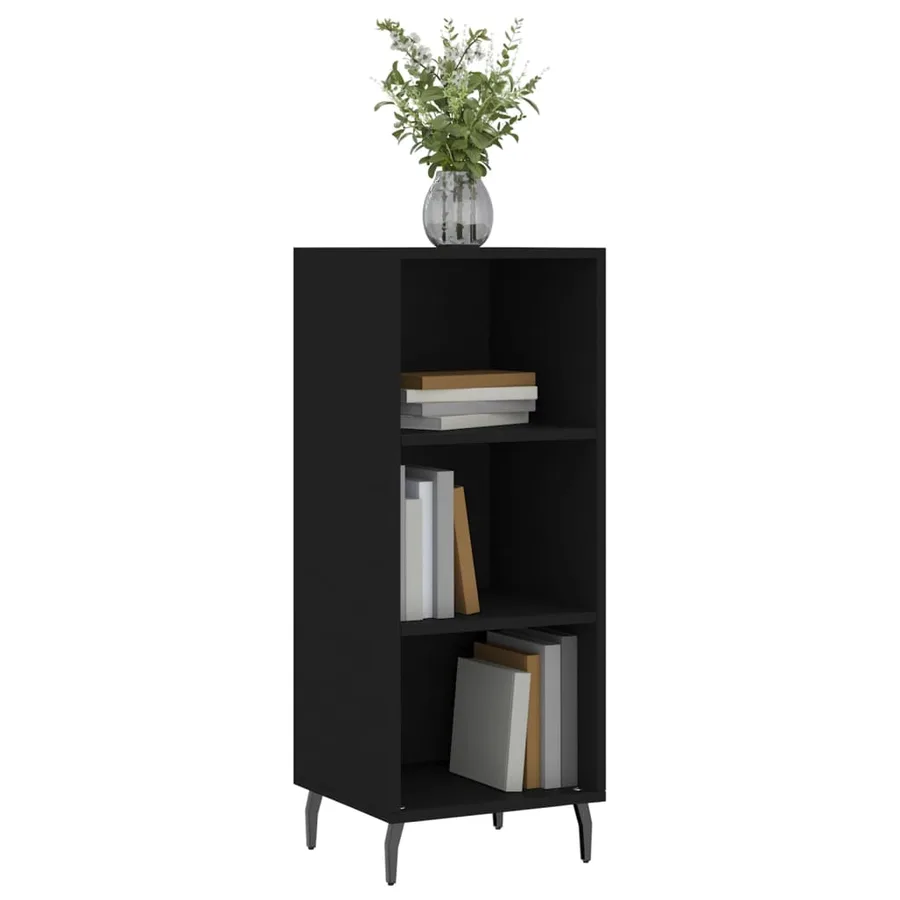 Buffet noir 34,5x32,5x90 cm bois d'ingénierie - 3
