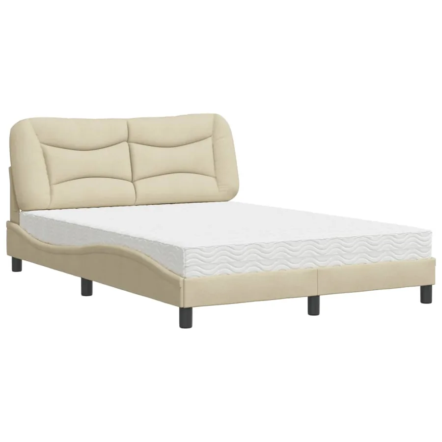 Lit avec matelas Hvar crème 140x190 cm tissu - 2