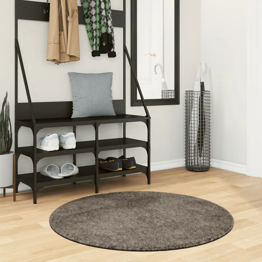 Tapis ISTAN à poils longs aspect brillant gris Ø 100 cm