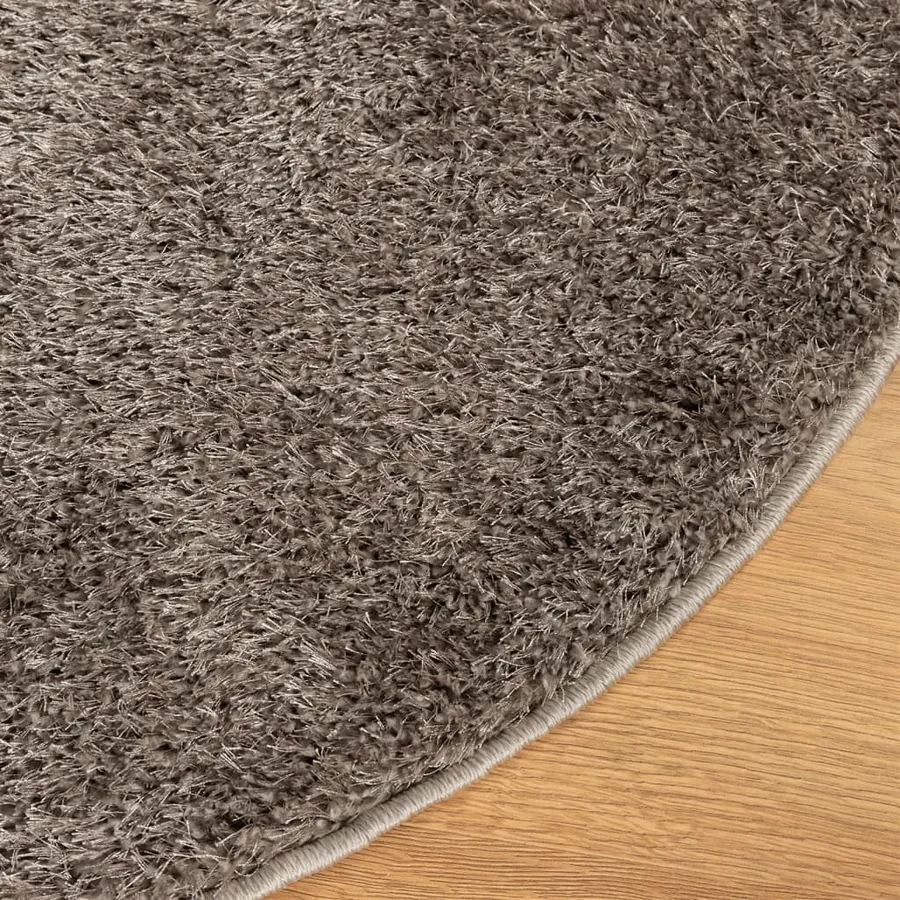 Tapis ISTAN à poils longs aspect brillant gris Ø 100 cm - 4