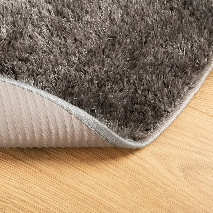 Tapis ISTAN à poils longs aspect brillant gris Ø 100 cm - 5