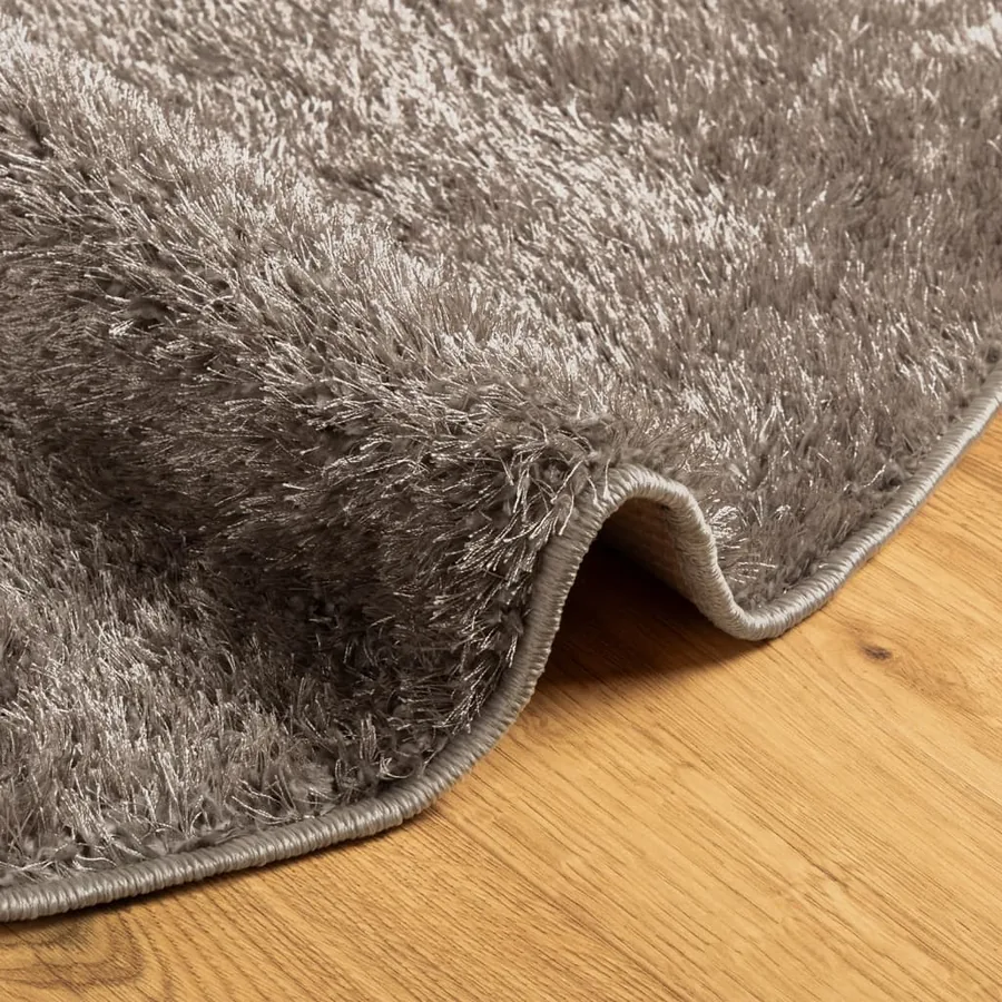 Tapis ISTAN à poils longs aspect brillant gris Ø 100 cm - 6