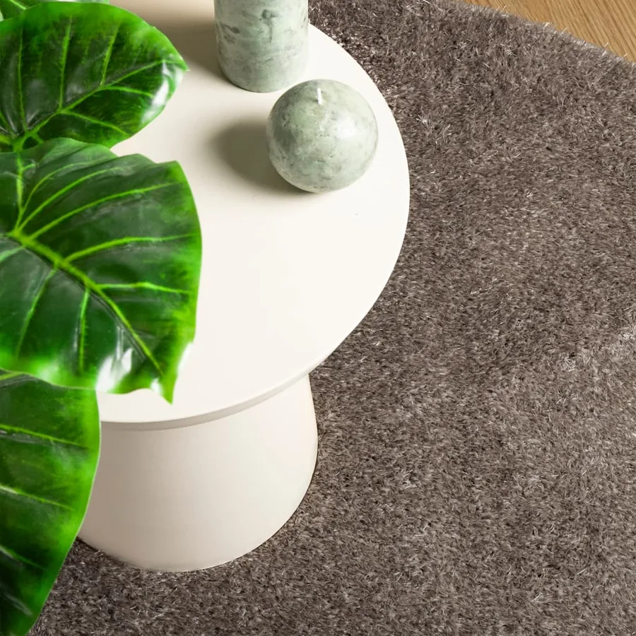 Tapis ISTAN à poils longs aspect brillant gris Ø 100 cm - 7
