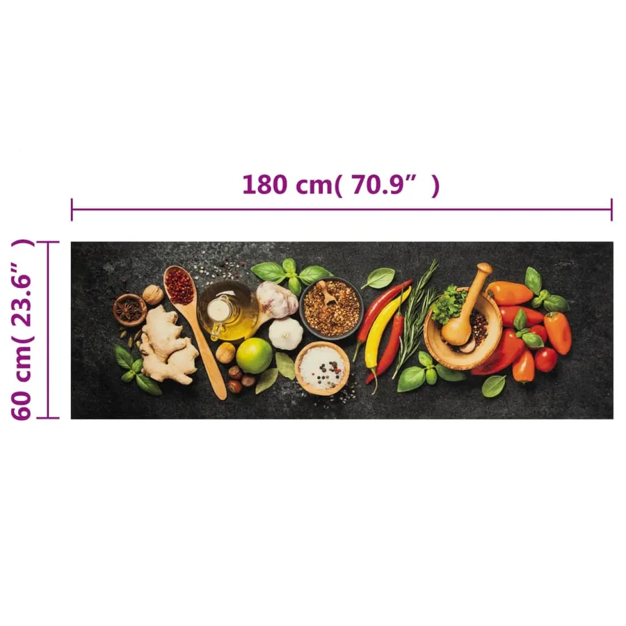 Tapis de cuisine lavable impression d'épices 60x180 cm velours - 5