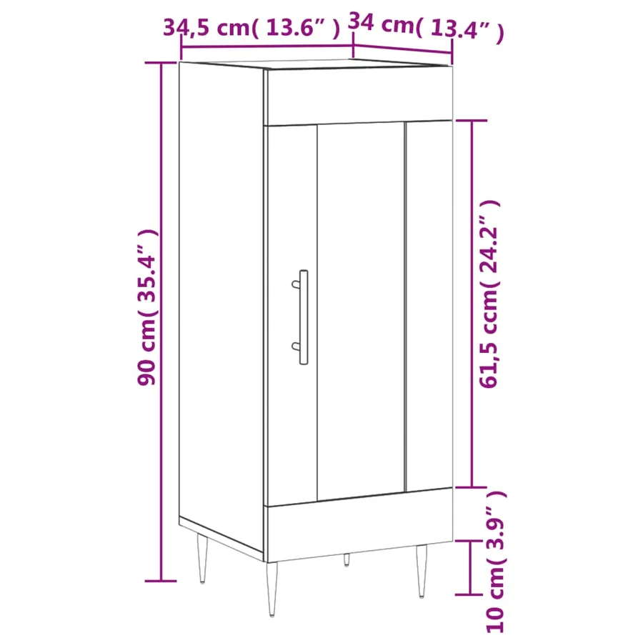 Buffet blanc 34,5x34x90 cm bois d'ingénierie - 13