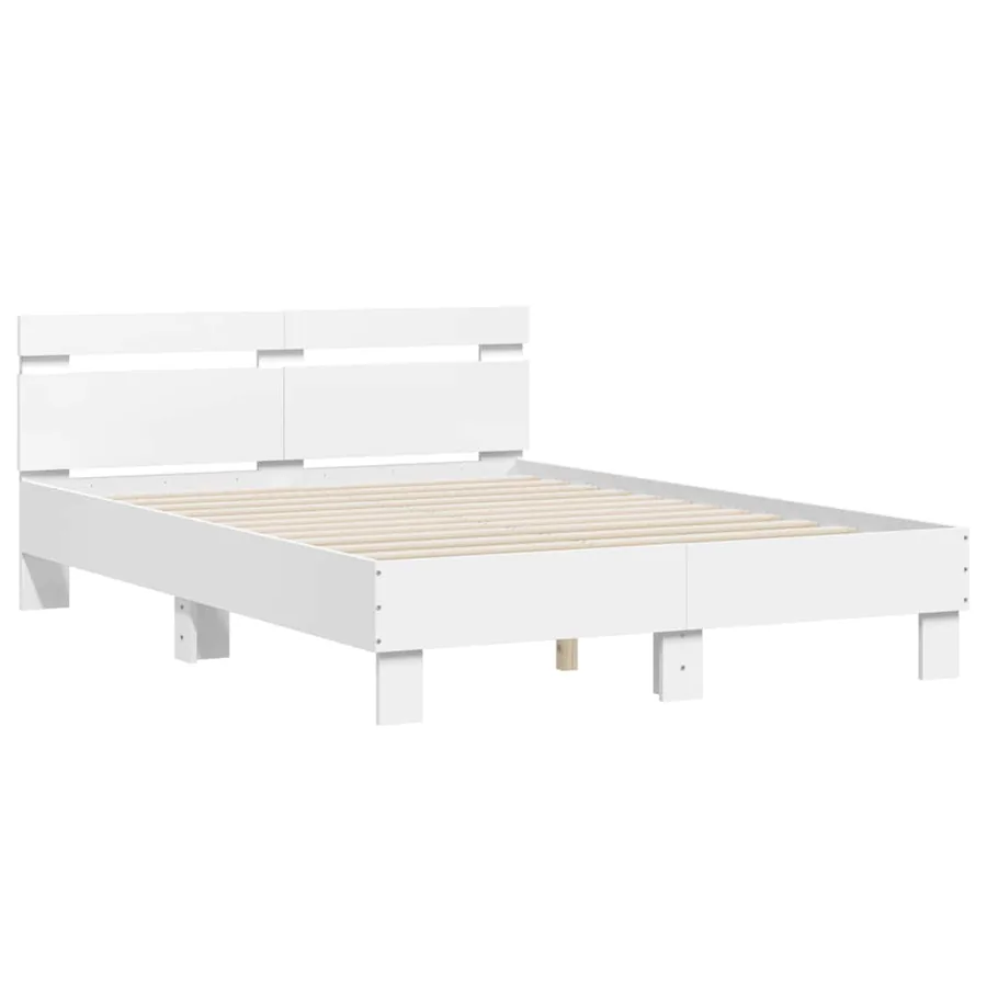 Cadre de lit avec LED sans matelas blanc 135x190 cm - 6