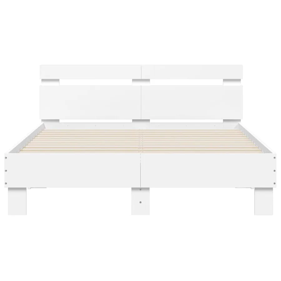 Cadre de lit avec LED sans matelas blanc 135x190 cm - 7