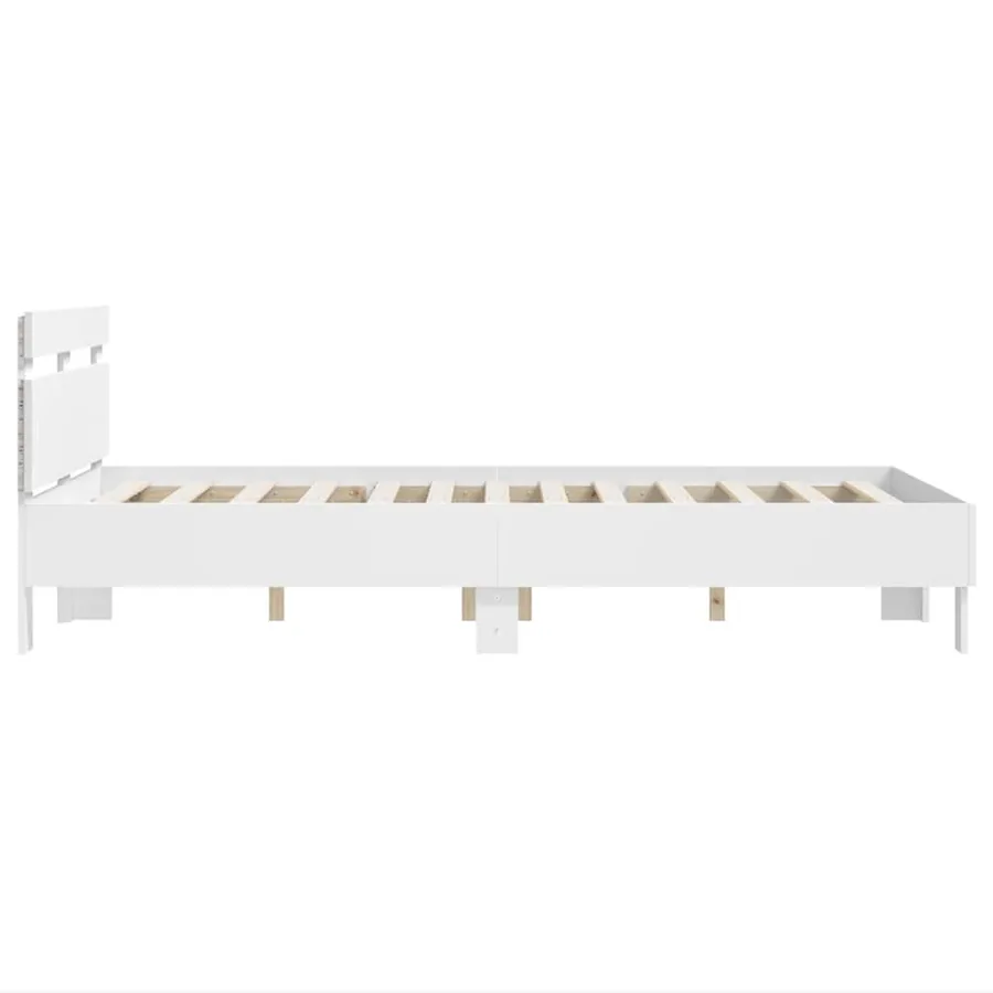 Cadre de lit avec LED sans matelas blanc 135x190 cm - 8