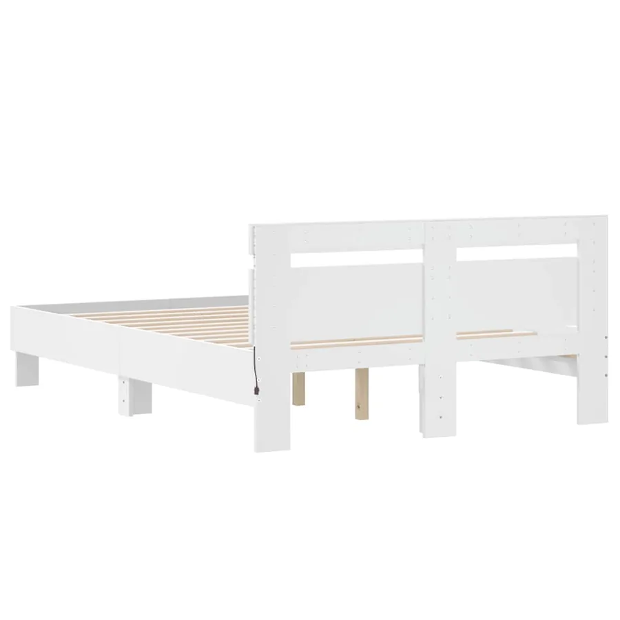 Cadre de lit avec LED sans matelas blanc 135x190 cm - 9