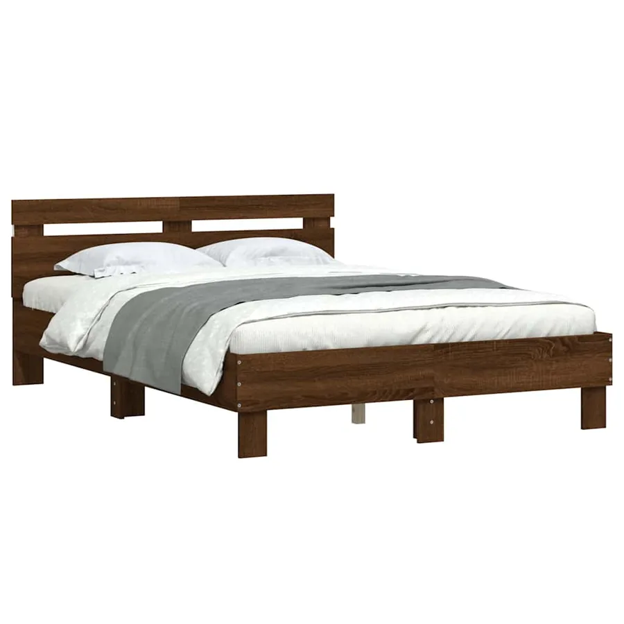 Cadre de lit avec LED sans matelas chêne marron 135x190 cm - 3