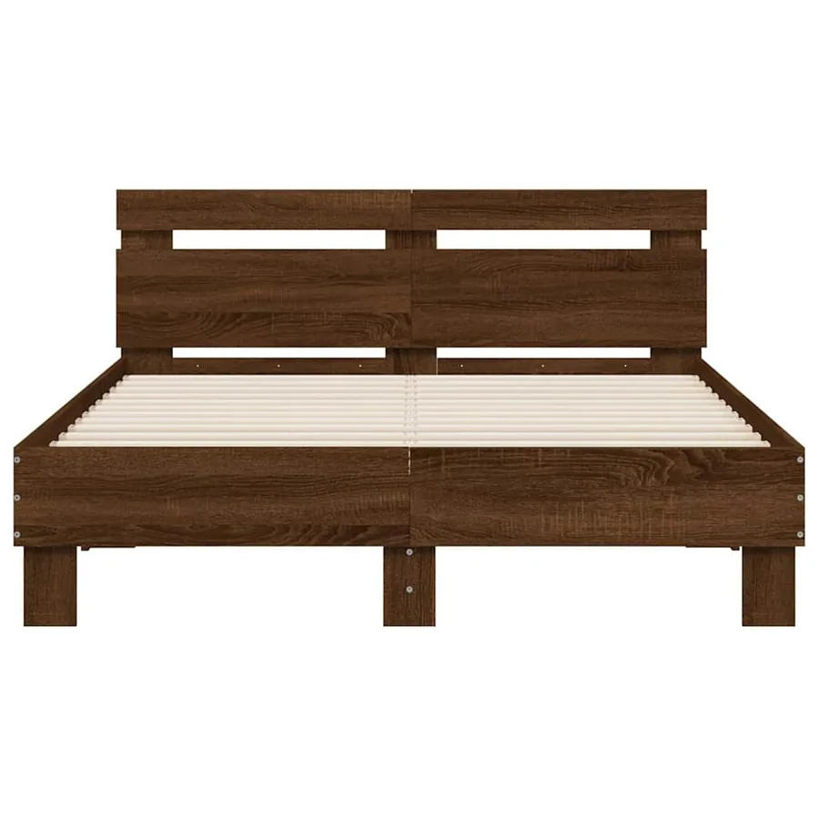 Cadre de lit avec LED sans matelas chêne marron 135x190 cm - 7