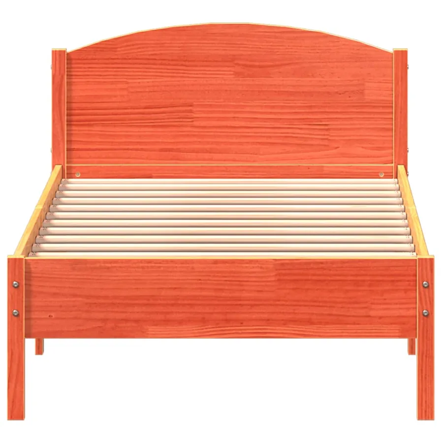 Cadre de lit sans matelas cire marron 100x200cm bois pin massif - 4