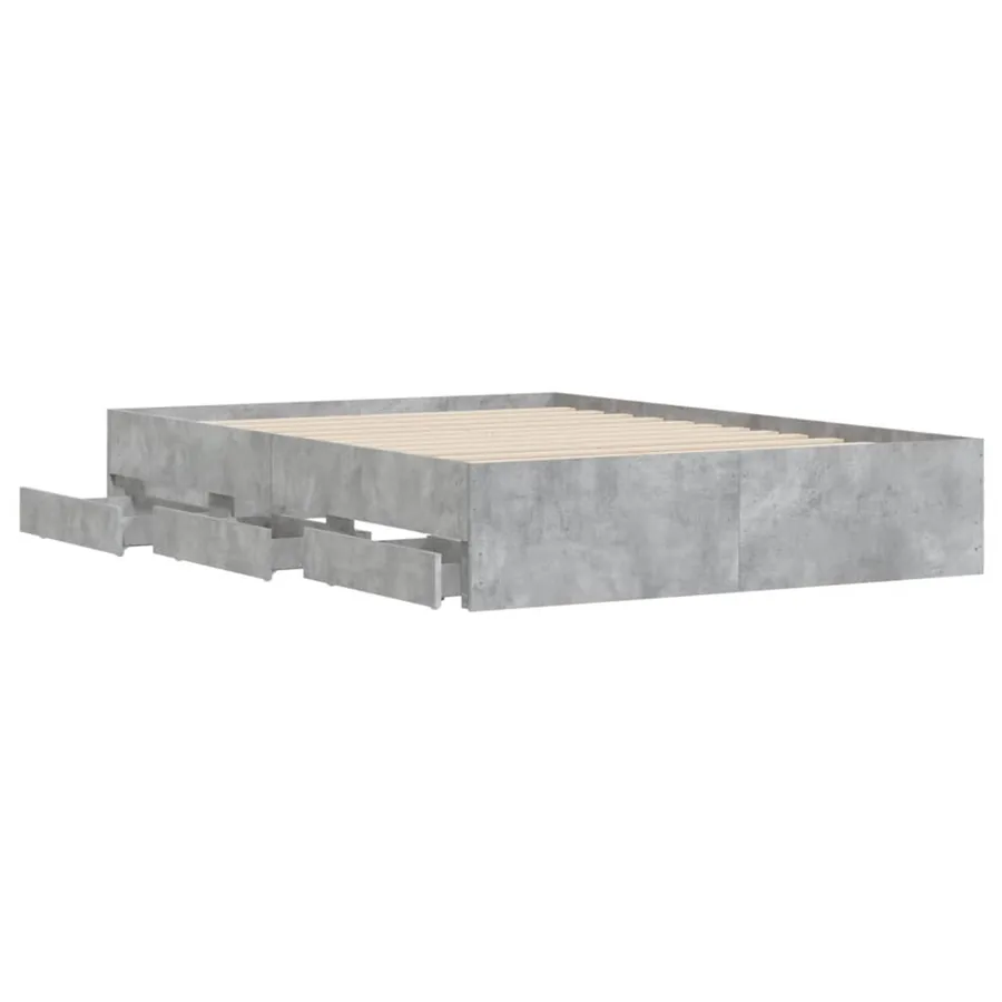 Cadre de lit avec tiroirs sans matelas gris béton 135x190 cm - 5