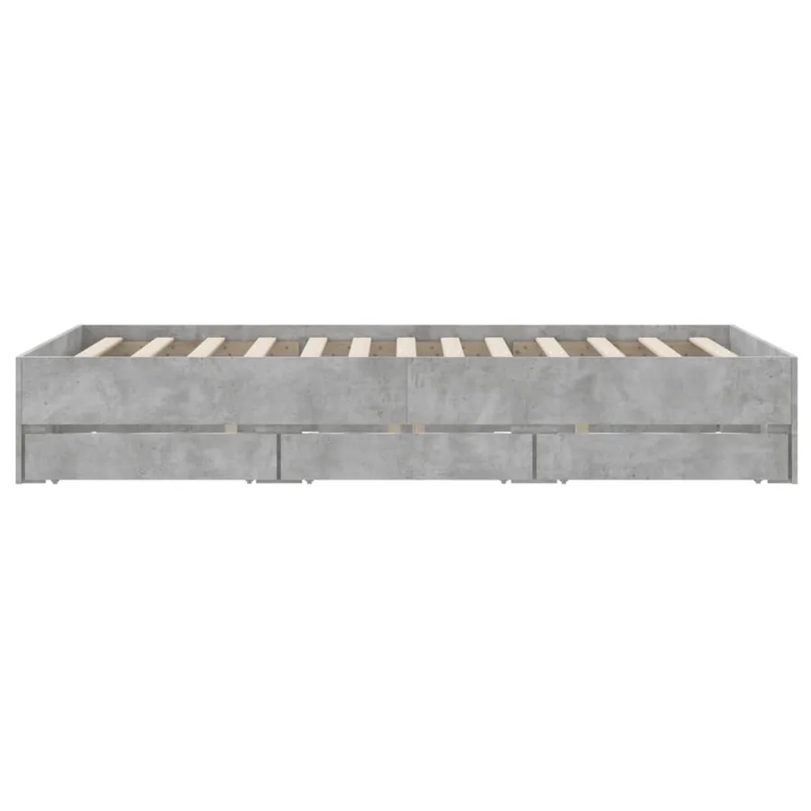 Cadre de lit avec tiroirs sans matelas gris béton 135x190 cm - 7