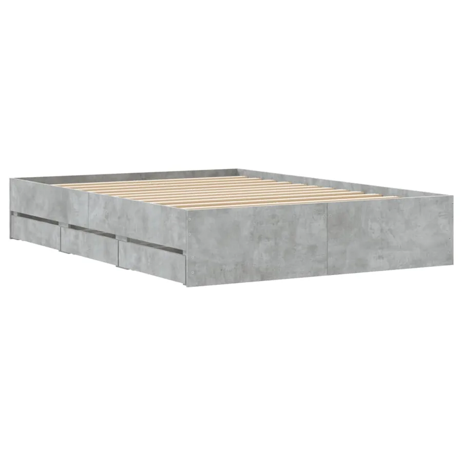 Cadre de lit avec tiroirs sans matelas gris béton 135x190 cm - 8