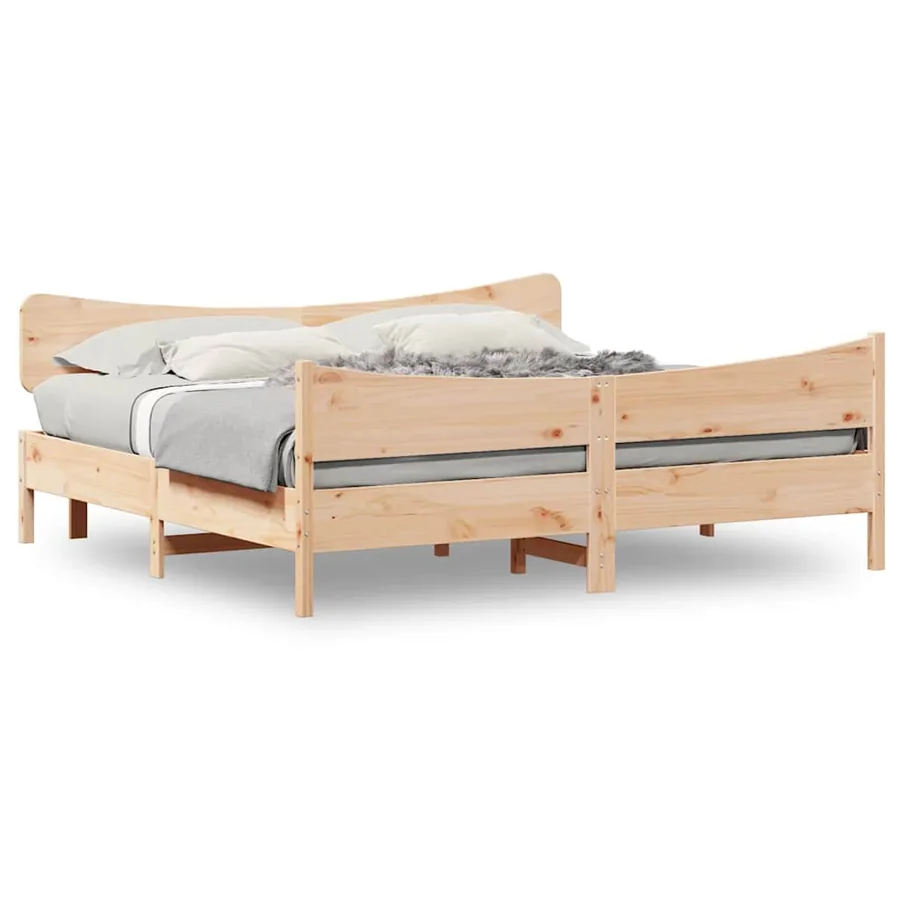 Cadre de lit sans matelas 200x200 cm bois massif de pin - 2