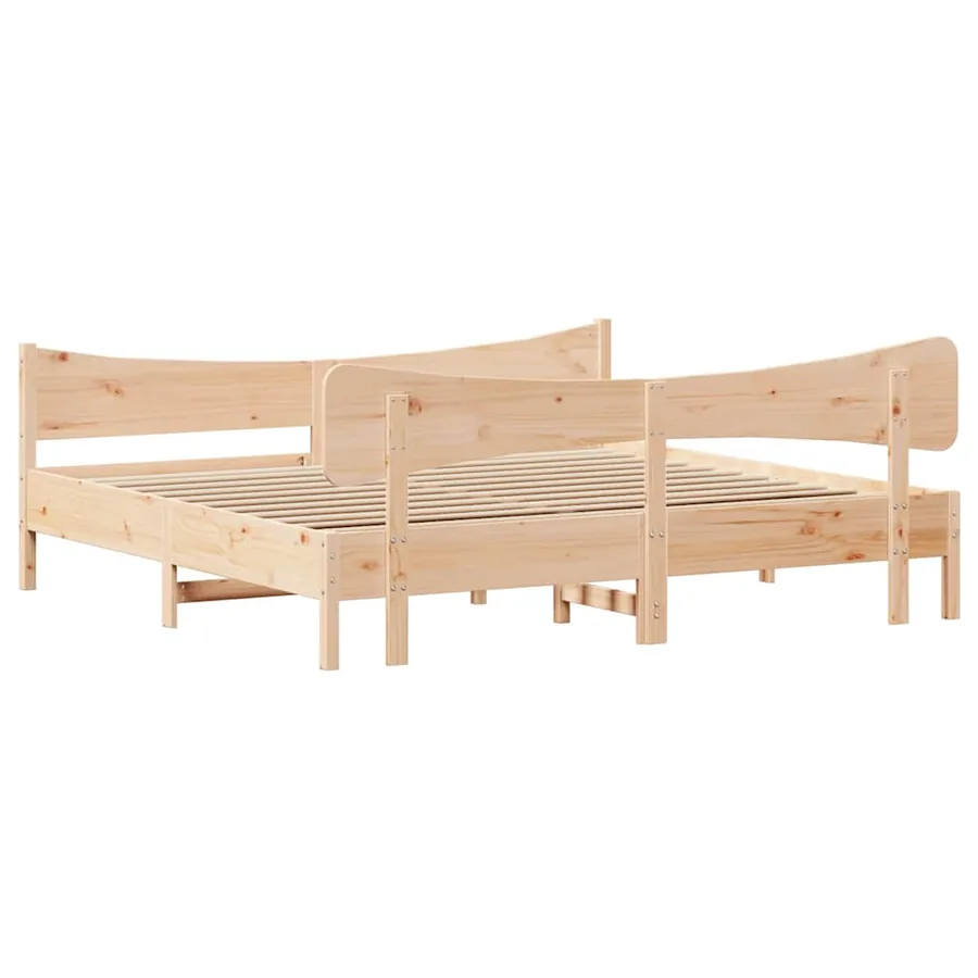 Cadre de lit sans matelas 200x200 cm bois massif de pin - 6