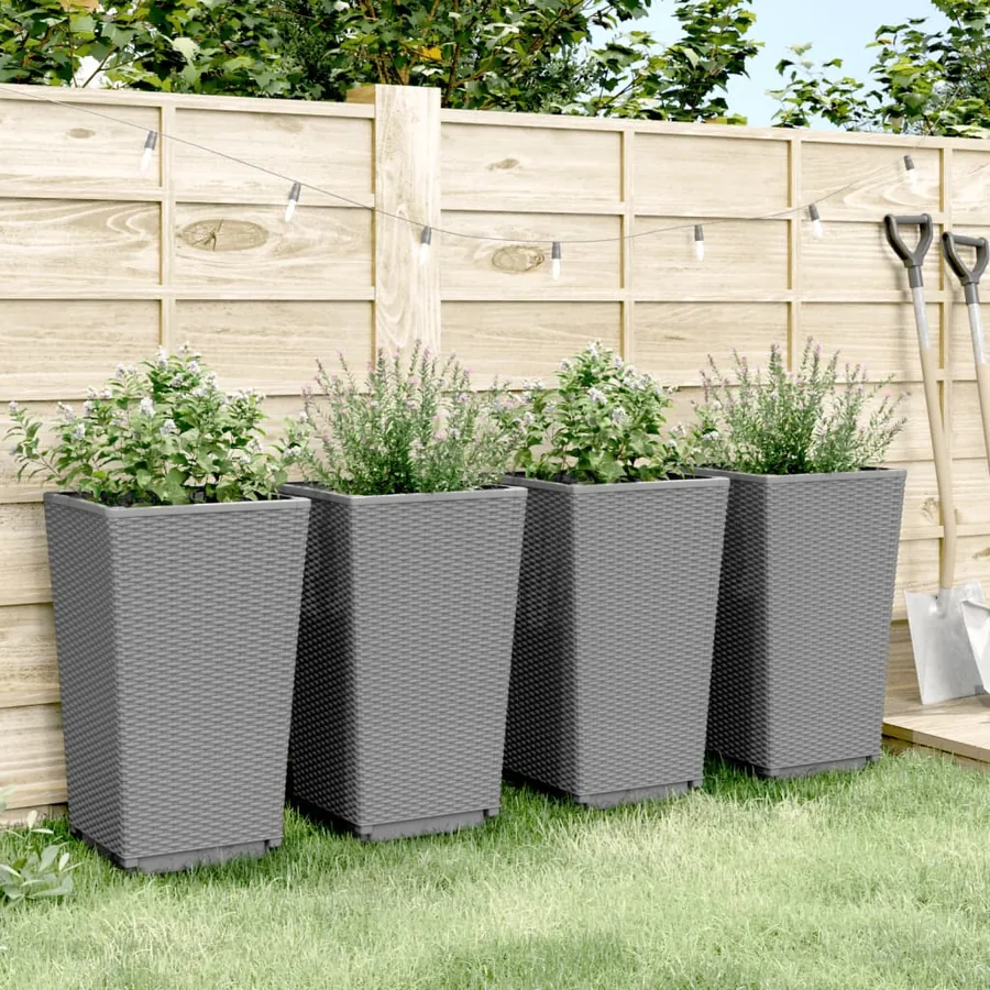 Jardinières 4 pcs gris clair 32,5x32,5x57 cm polypropylène - 3