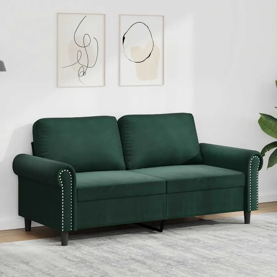Canapé à 2 places Vert foncé 140 cm Velours