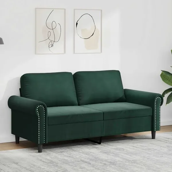 Canapé à 2 places Vert foncé 140 cm Velours