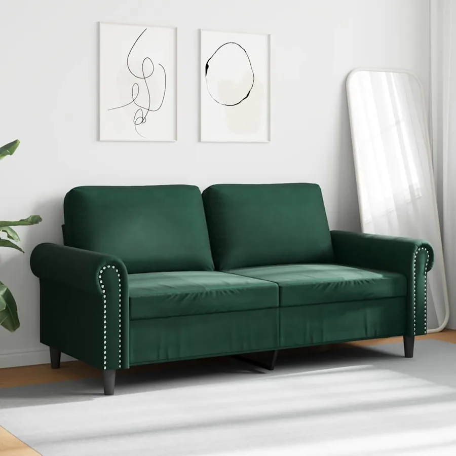 Canapé à 2 places Vert foncé 140 cm Velours - 3