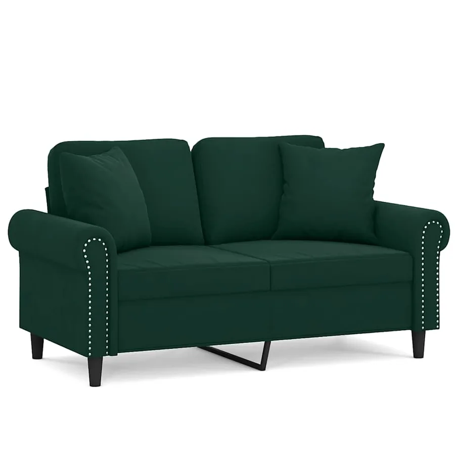 Canapé 2 places avec oreillers vert foncé 120 cm velours - 2