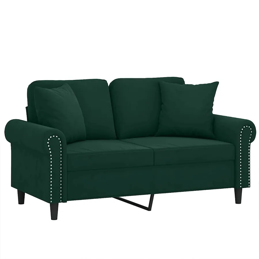 Canapé 2 places avec oreillers vert foncé 120 cm velours - 3