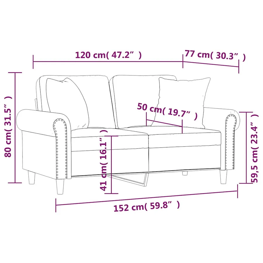 Canapé 2 places avec oreillers vert foncé 120 cm velours - 8