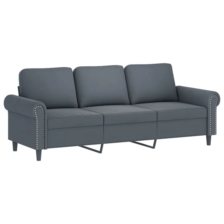 Ensemble de canapés 3 pcs avec coussins gris foncé velours - 5