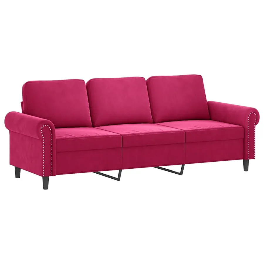Ensemble de canapés 2 pcs avec coussins rouge bordeaux velours - 4