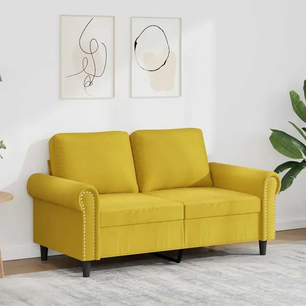 Canapé à 2 places Jaune 120 cm Velours