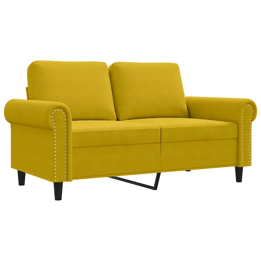 Canapé à 2 places Jaune 120 cm Velours - 2