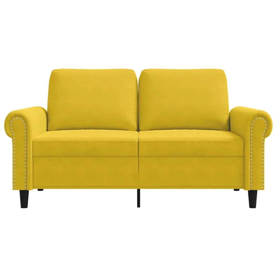 Canapé à 2 places Jaune 120 cm Velours - 4