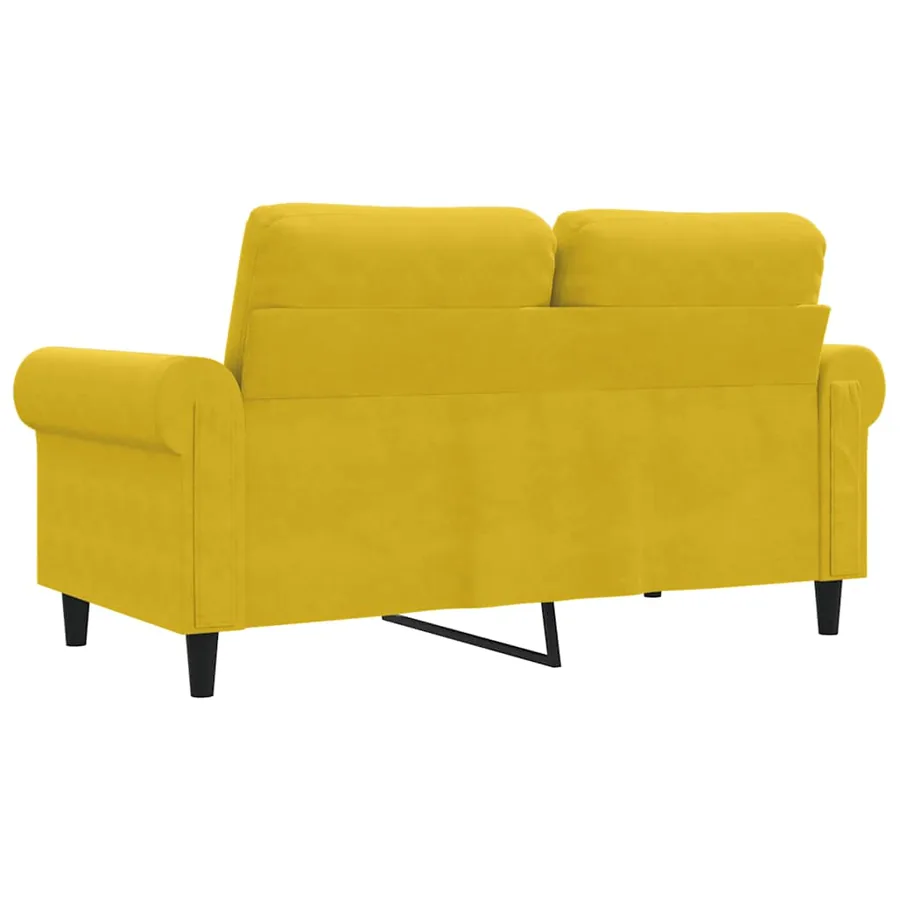 Canapé à 2 places Jaune 120 cm Velours - 6