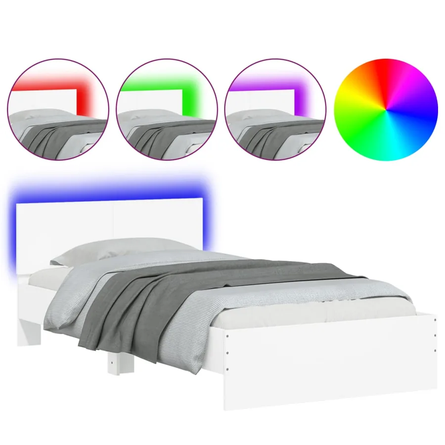 Cadre de lit sans matelas avec lumières LED blanc 100x200 cm - 2